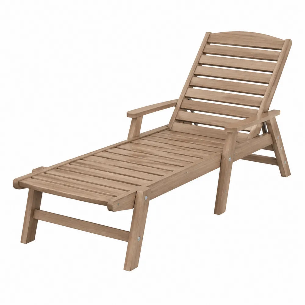 Chaise longue de jardin inclinable en bois d’acacia massif naturel à lattes 195 cm x 65 cm x 90 cm
