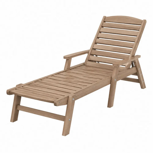 Chaise longue de jardin inclinable en bois d’acacia massif naturel à lattes 195 cm x 65 cm x 90 cm